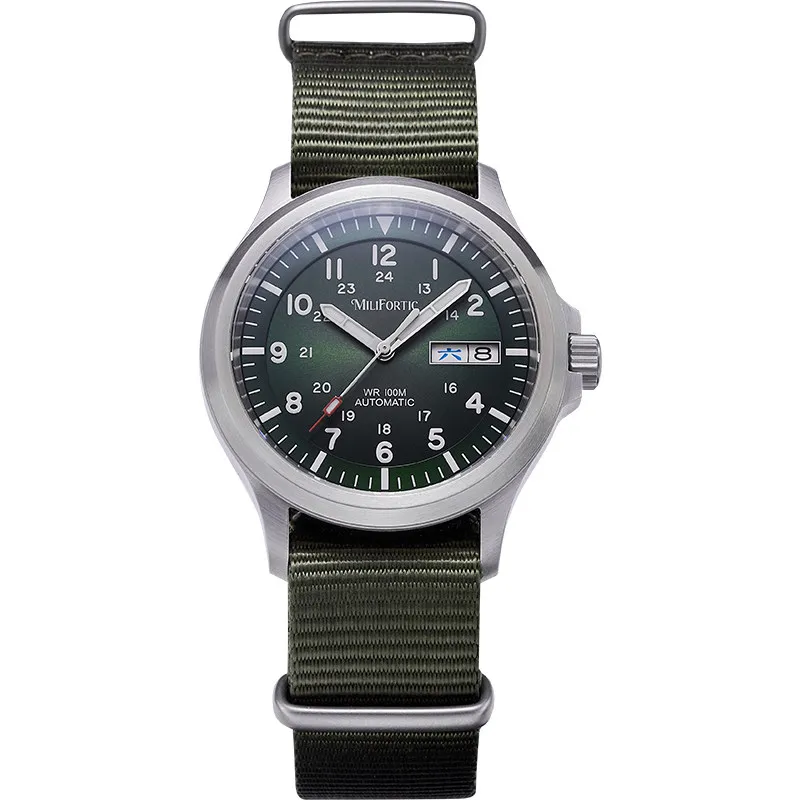 Milifortic Men Automatic Watch 39mm Aviator Mechanical Wristwatch 10ATM Waterproof BGW-9 Luminous Sapphire Mirror NH36 Week Date