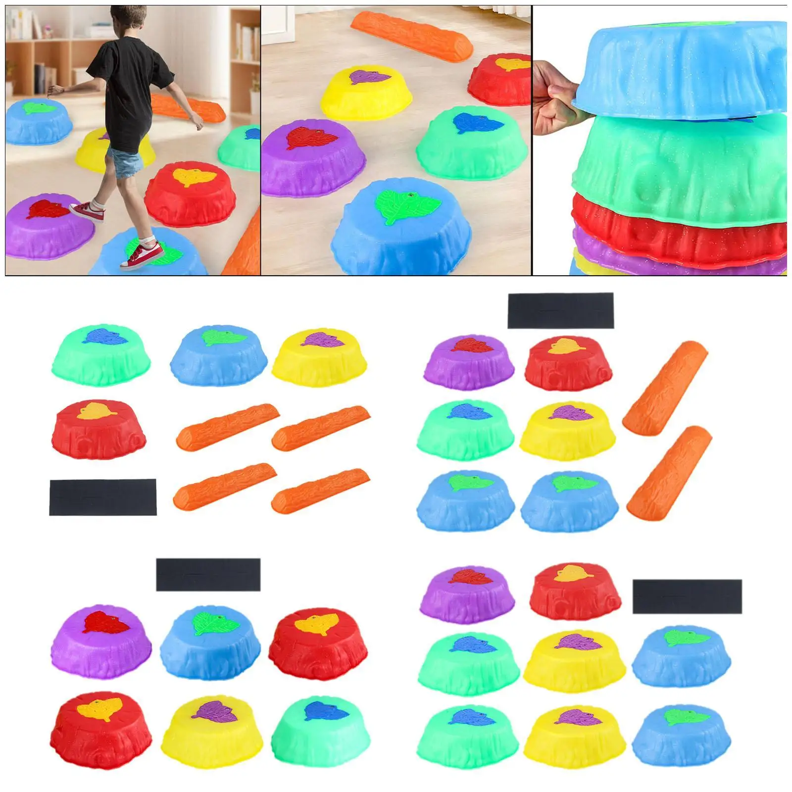 

Stepping Stones with LED Stackable Obstacle Course Crossing