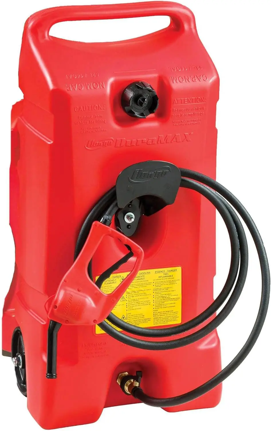 14 Gallon Portable Gas Fuel Tank Container Caddy Can with LE Fluid Transfer Siphon Pump and 10 Foot Long Hose Red