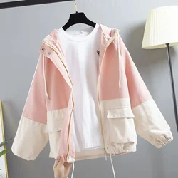 Women Jacket Coat 2024 New Autumn Windbreaker Female Casual Hooded Bomber Jackets Long Sleeve Basic Coat Loose Outwear P-3