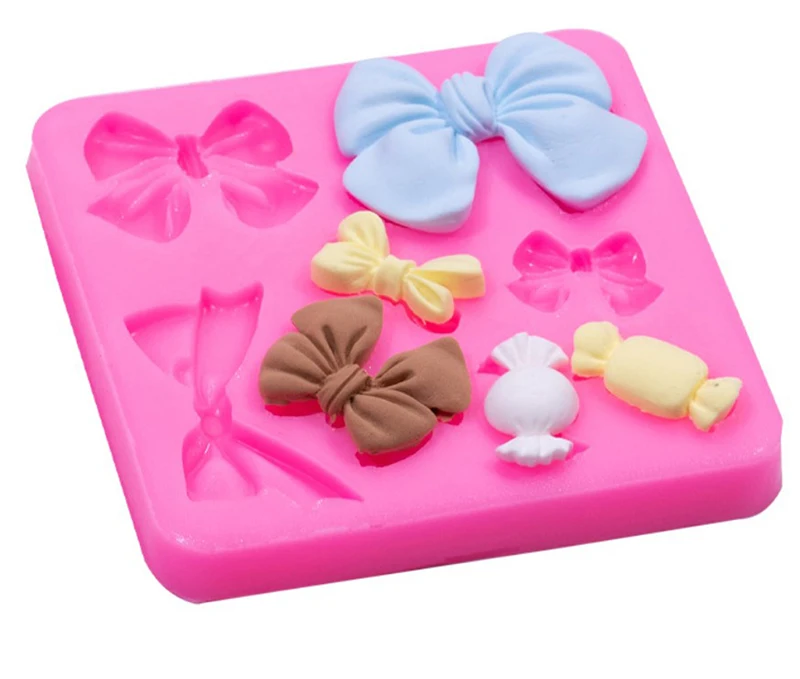 NewArrive 1pcs Cute Knot Bow Molds Soft Silicone Fondant Resin Art Mould Cake Decoration Pastry Kitchen Baking Accessories Tools