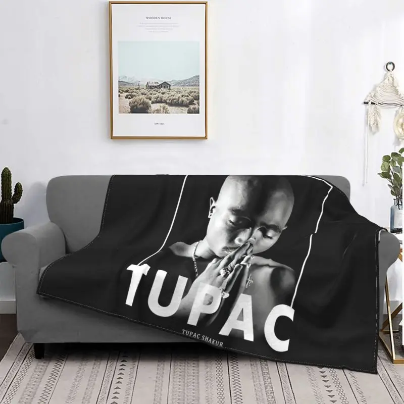 Tupac Shakur 71 1971-1996 2Pac Prayer Rap Blanket Shaggy Classic Nap Blanket Sofa Dedicated Machine Washable