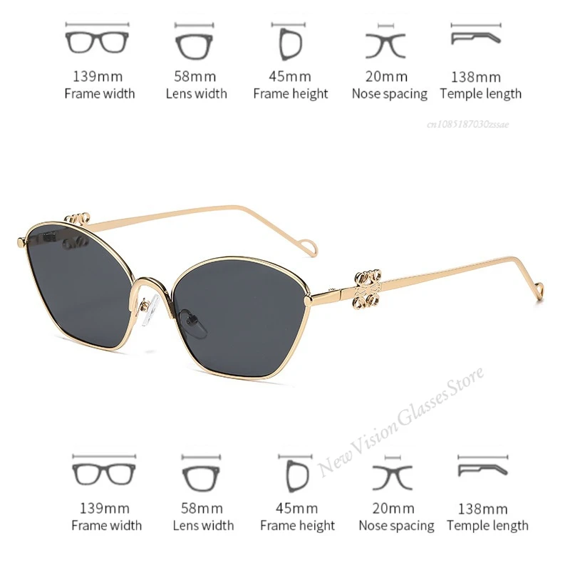 ใหม่กรอบโลหะจีนองค์ประกอบปมตกแต่งแว่นกันแดด, แว่นกันแดดกรอบเล็ก unisex, แว่นตา UV400 แฟชั่น