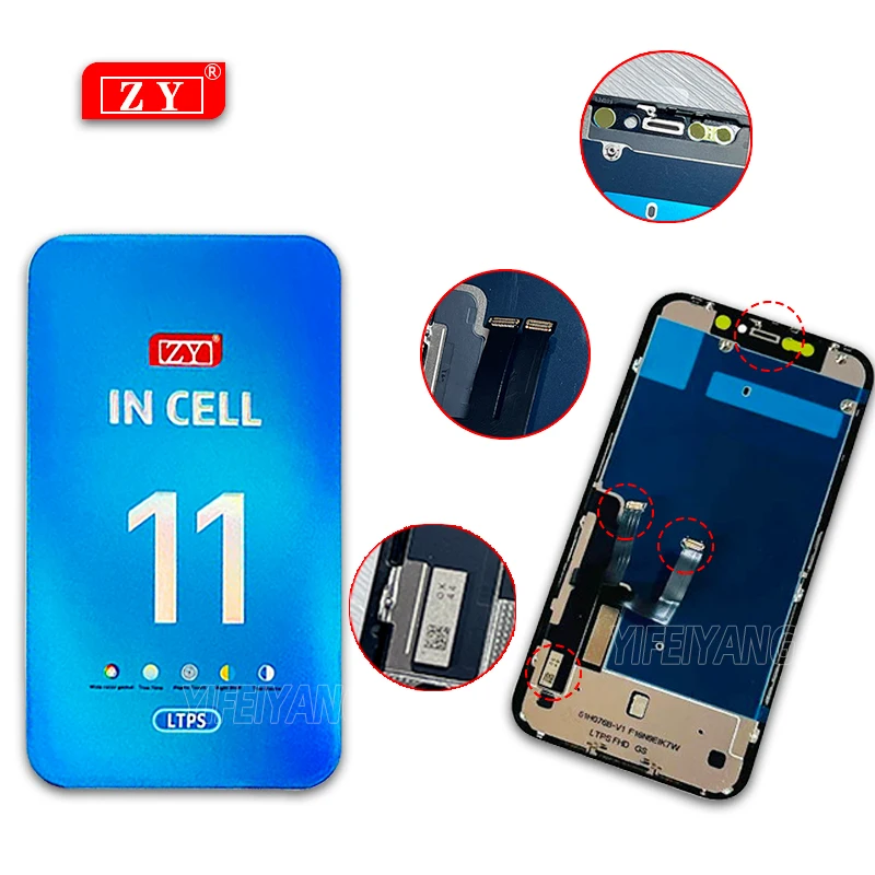 ZY IN-CELL LCD Display Touch Screen Digitizer For iPhone X Xs XR 12 ProMAX 13 14 Assembly Tested No Dead Pixel Replacement LCDs