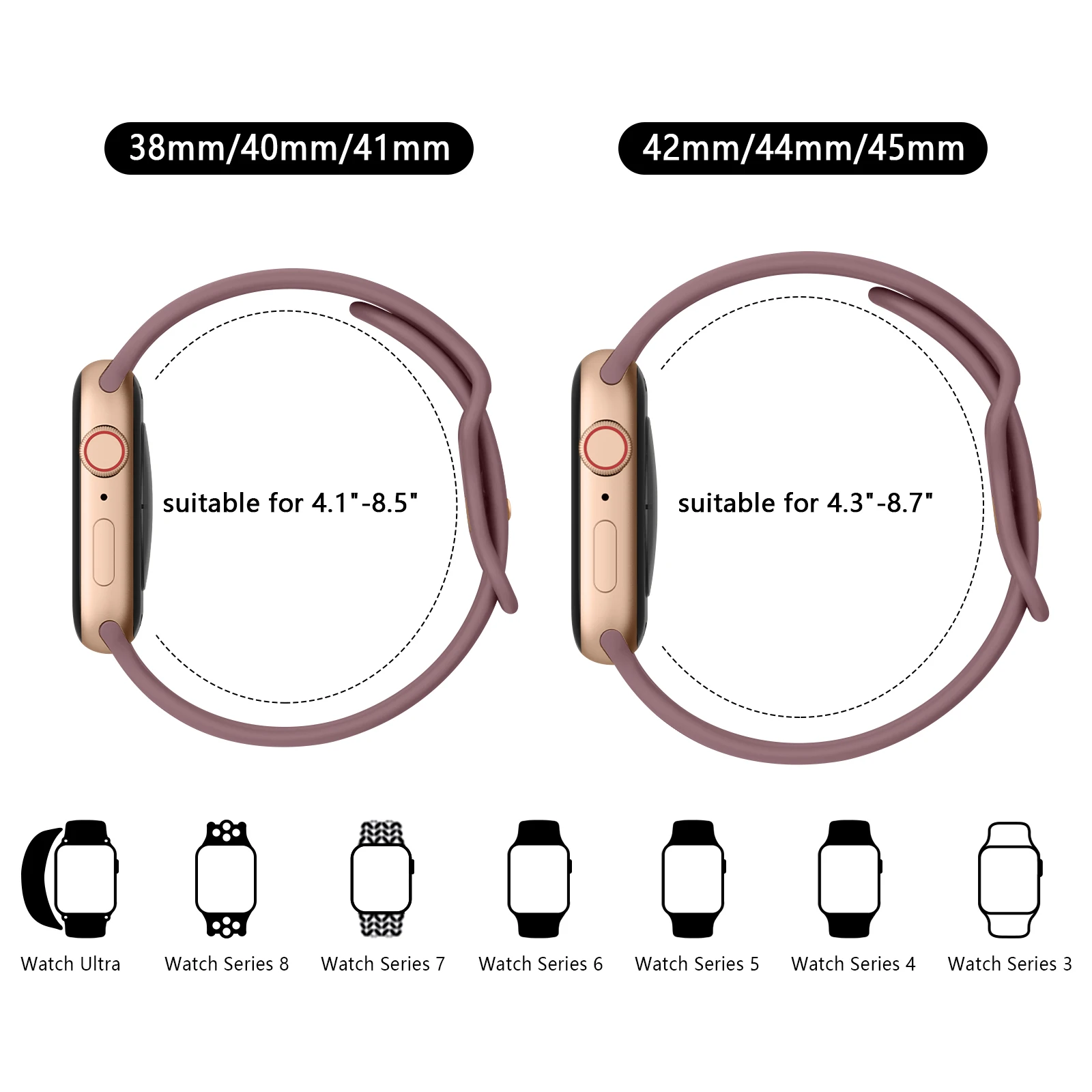 4pcs Silicone Watch Bands for Apple Watch Series Ultra SE 8 7 6 5 4 3 40mm 38mm 44mm 42mm 45mm 41mm 49mm Sport Strap Replacement