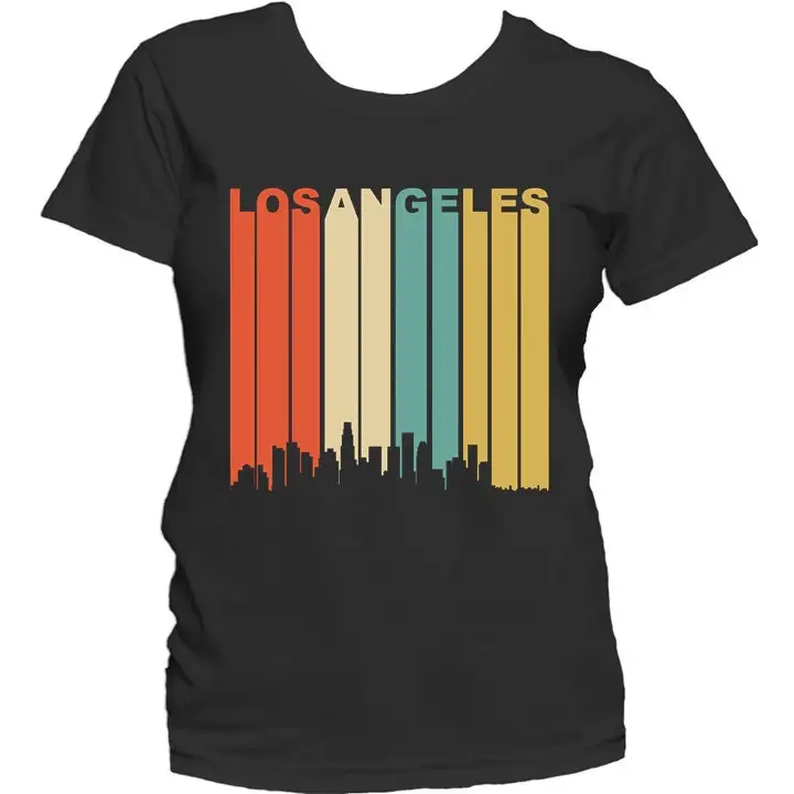 Women'S Los Angeles T Shirt Retro 1970'S Style California Downtown Skyline By Really Awesome