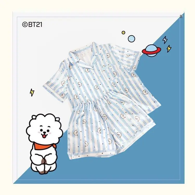 BT21 Sleepwear, Home Wear, Casual Wear, Short Sleeved T-Shirt, Shorts Two-Piece Set for Men and Women in Summer view 6