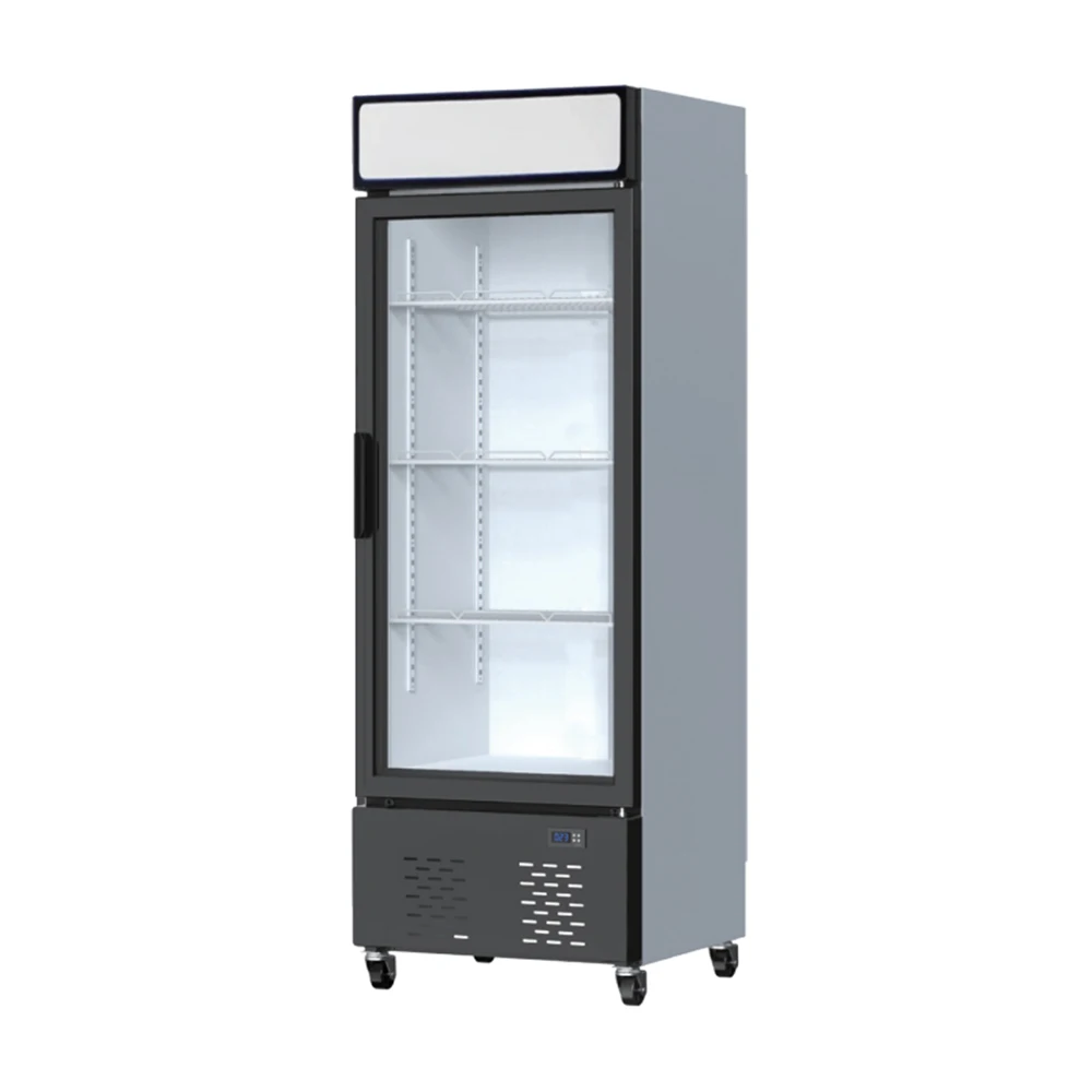 Upright Beverage Cooler Single Glass Door Commercial Fan Cooling Refrigerator with CE & ERP Certification
