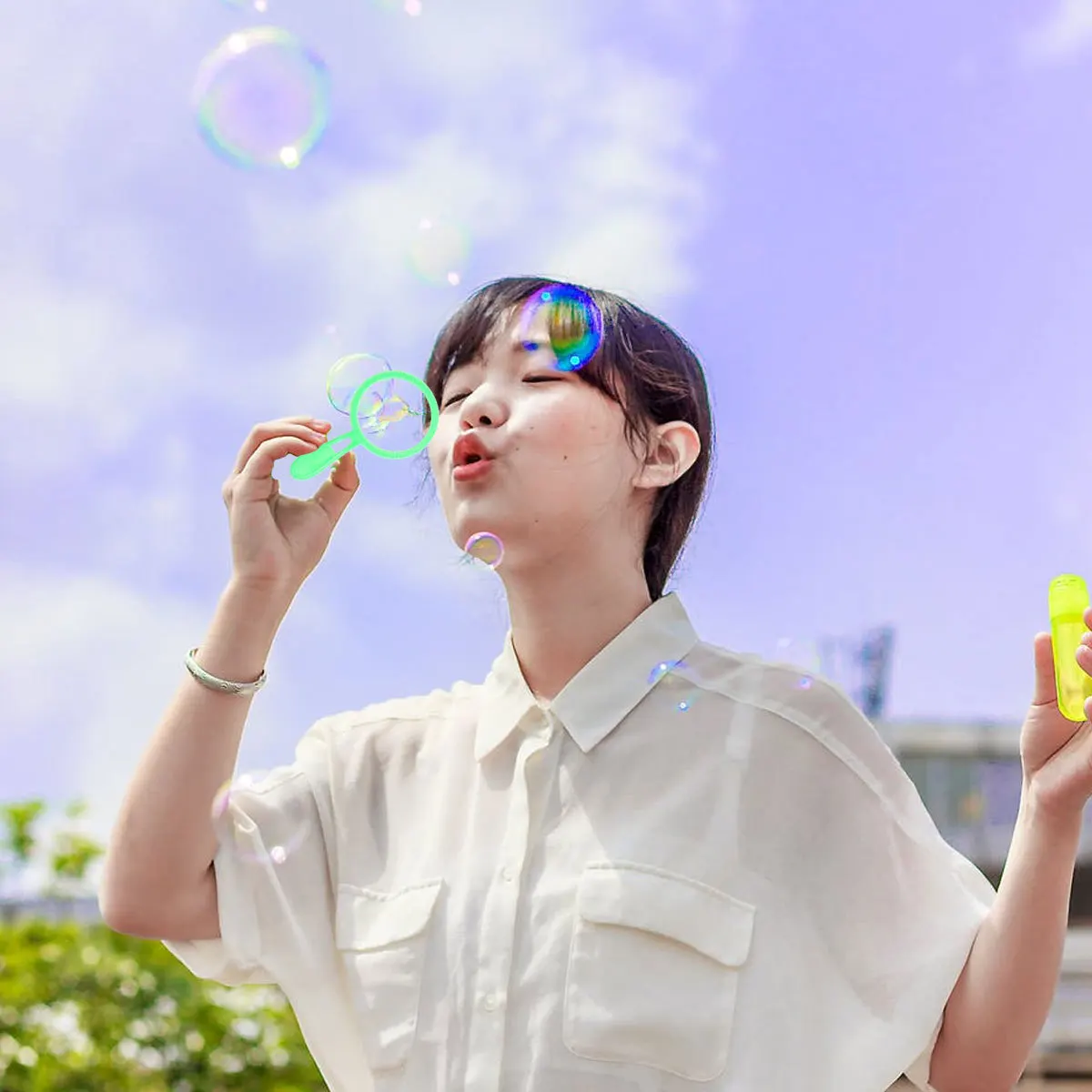 26Pcs Bubble Stick Set Cartoon Bubble Making Bars Durable Handles Round Trays Outdoor Pool Beach Fun Kids Accessories