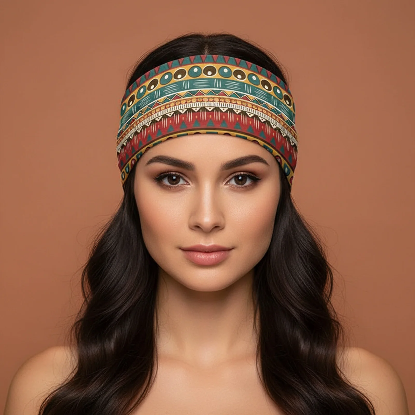 Damen Boho Kopftuch Afrikanischer Druck Turban Breites Dehnbares Stirnband Yoga Kopfbedeckung Hippie Haaraccessoires Ethnischer Stil Haarbänder – Detail 4