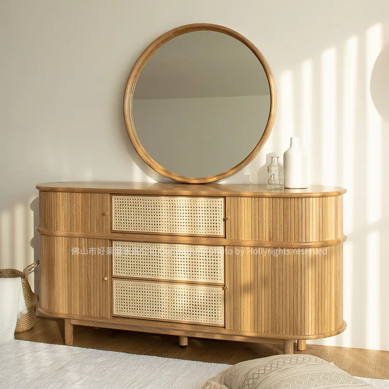 

Обеденный боковой шкаф из цельного дерева в скандинавском японском стиле, тональный входной шкаф из ротанга в стиле ретро, шкафчик для виллы B & B, шкафчик с рольставнями