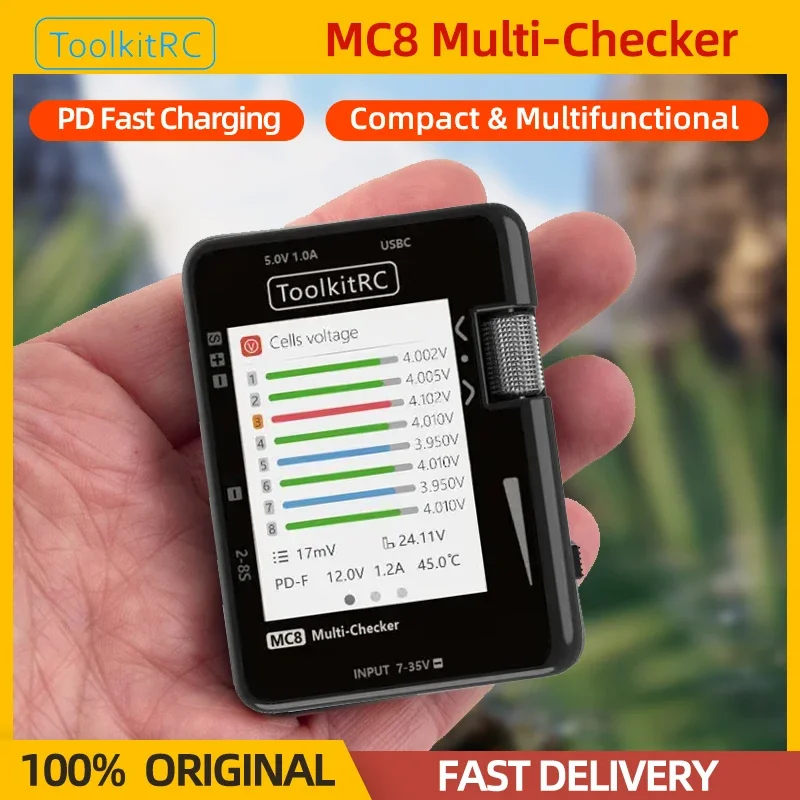 ToolkitRC MC8 Multi-Checker Tester Smart Battery Charger Balancer PD Fast Charging PWM/PPM/SBUS Readout For RC FPV Battery
