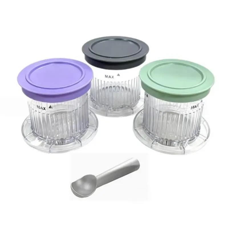 B23B Dessert Cups 3PCS Instant Freeze Ice Cream Maker With Spoon Bowl Set 0.5-Pint Bowls Lids