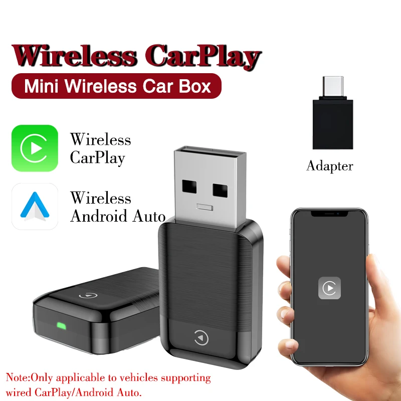 

Беспроводной адаптер 2-в-1 Android Auto и Apple CarPlay — USB-ключ Plug and Play с Wi-Fi и беспроводом, автоматическое подключение,