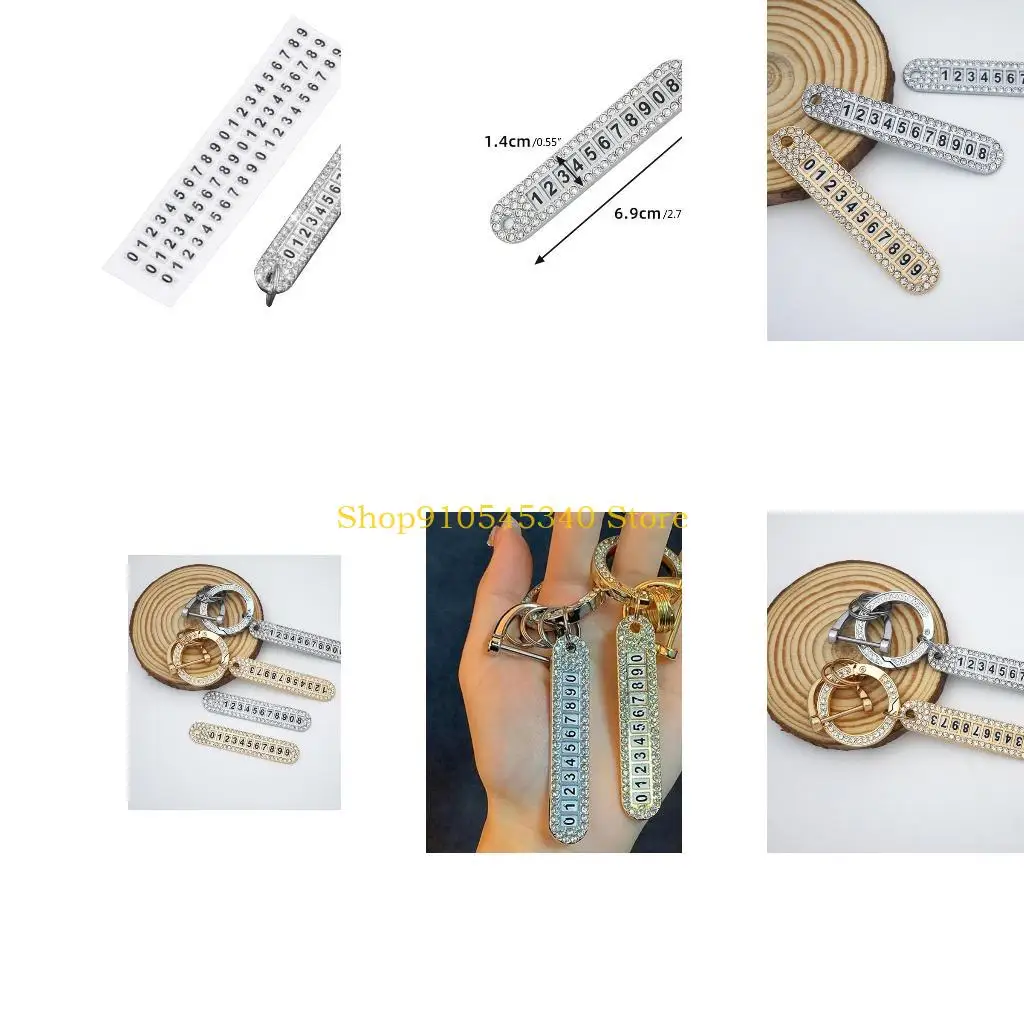 U2JA Car Keychain Charm Diamond Encrusted for Key Ring Finger Ring Lanyard Number Pla