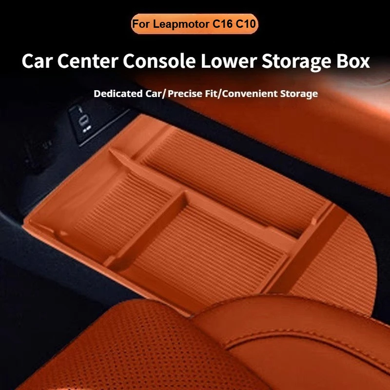 

For Leapmotor C16 C10 Car Center Console Lower Storage Box Silicone Double-Layer Organizer Box Modification Interior Accessories