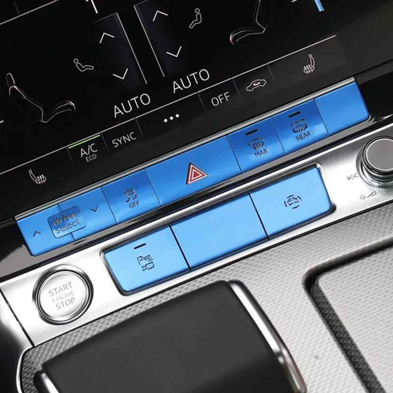 

For Audi A6 C8 2019-2022 Car Sticker Console Multifunctional P Control Buttons Cover Sequins Interior Accessories Blue Decals