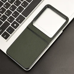 For Tecno Phantom V Flip 2 Scratchproof Carbon Fiber Leather Back For Tecno Phantom V Flip2 Case Hard Protective Phone Cover