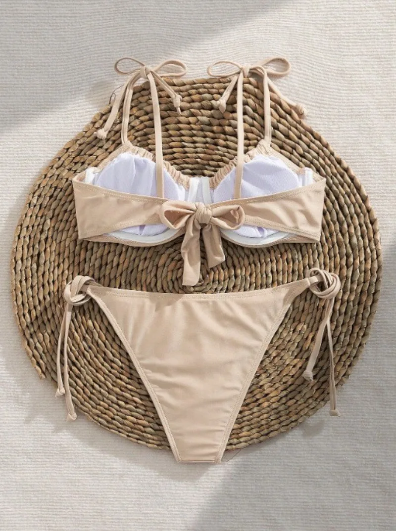 sexy embroidery flower push up micro tie bikinis sets two pieces thong swimsuits bathing suit swimwear biquini tankini trikini