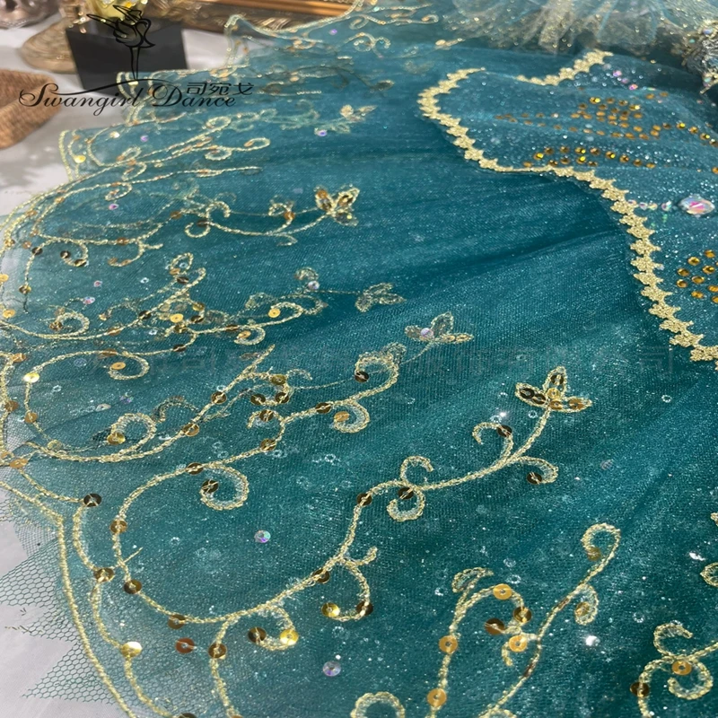 Adulto nuevo Color verde negruzco La Esmeralda profesional panqueque Ballet tutú disfraces mujer BT4400