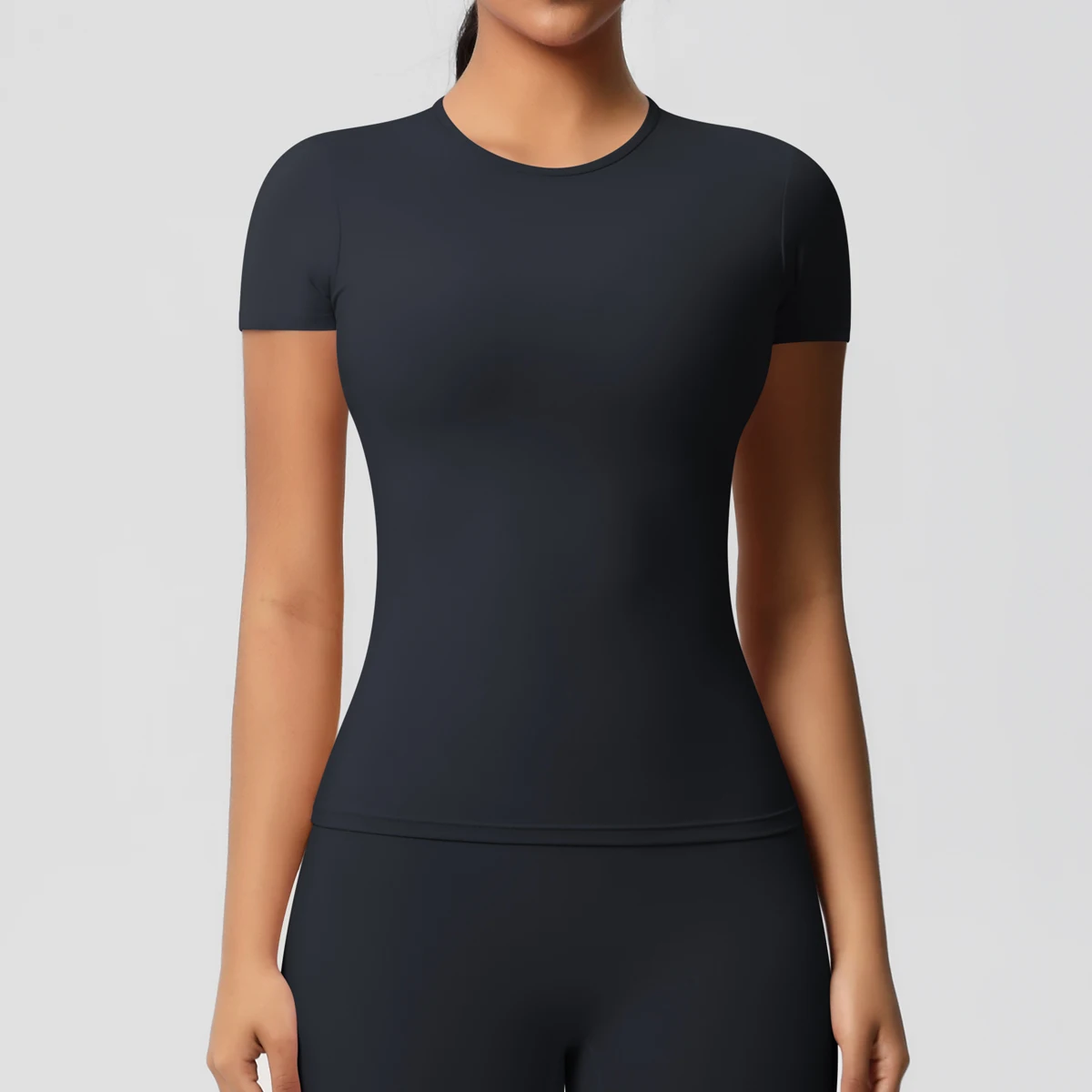 Workout Dry Fit Atmungsaktives Hochelastisches Sport-Top Gym Fitness Wear T-Shirt Damen Casual Outdoor Top – Detail 8