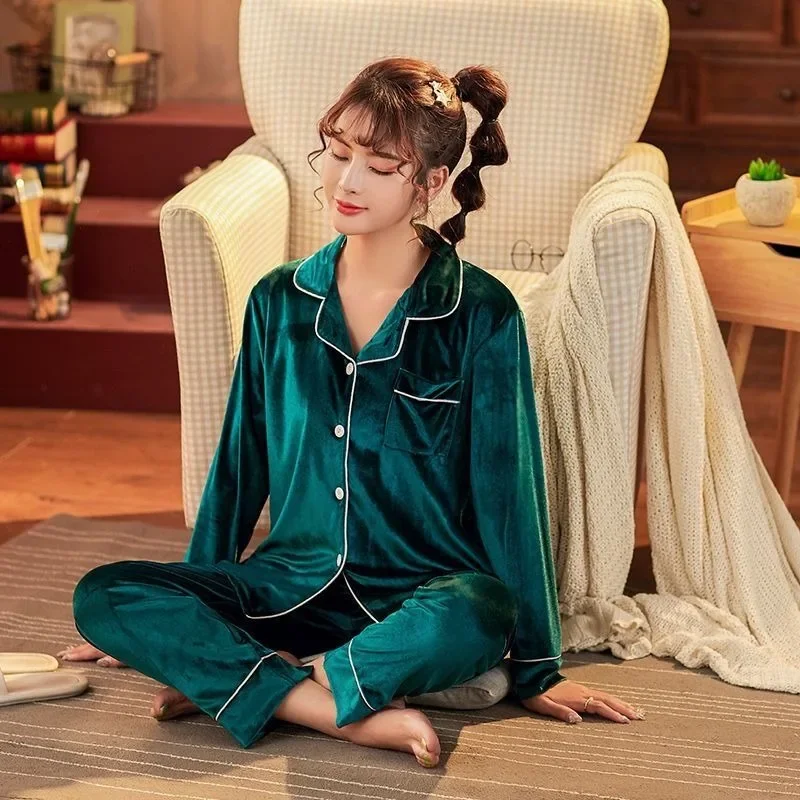 Pijama de talla grande para mujer, ropa de dormir informal coreana, cárdigan cálido, traje de estar por casa, otoño e invierno, novedad de 2024