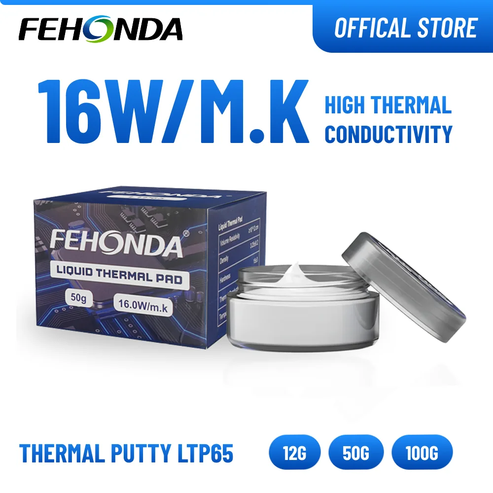 FEHONDA Thermal Putty 50g LTP65 16W/m.K High Performance High Thermal Conductivity Thermal Gel for CPU GPU LED PS4 Varm Cooling