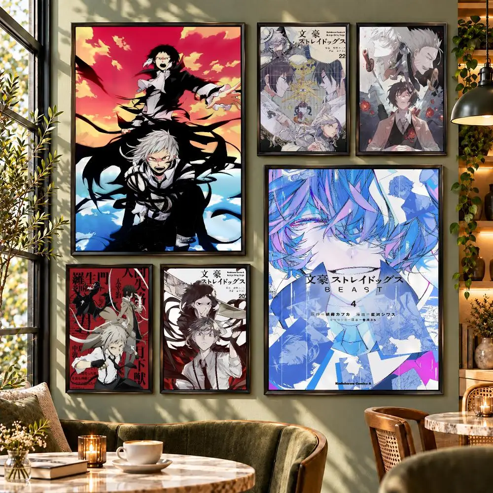 Anime Bungo Stray Dogs Dazai Art Poster HD Self Adhesive Wall Decor for Bedroom Dorm Room Office Gaming Room Gift