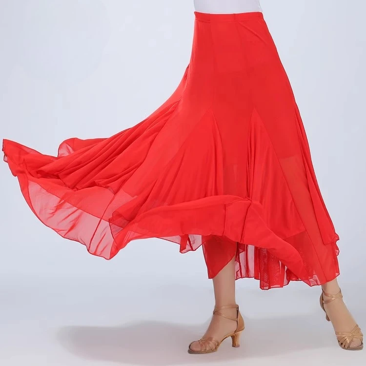 Vestido de dança latina adulto feminino personalizado moderno saia grande desempenho dança quadrada valsa dança de salão meia saia trajes