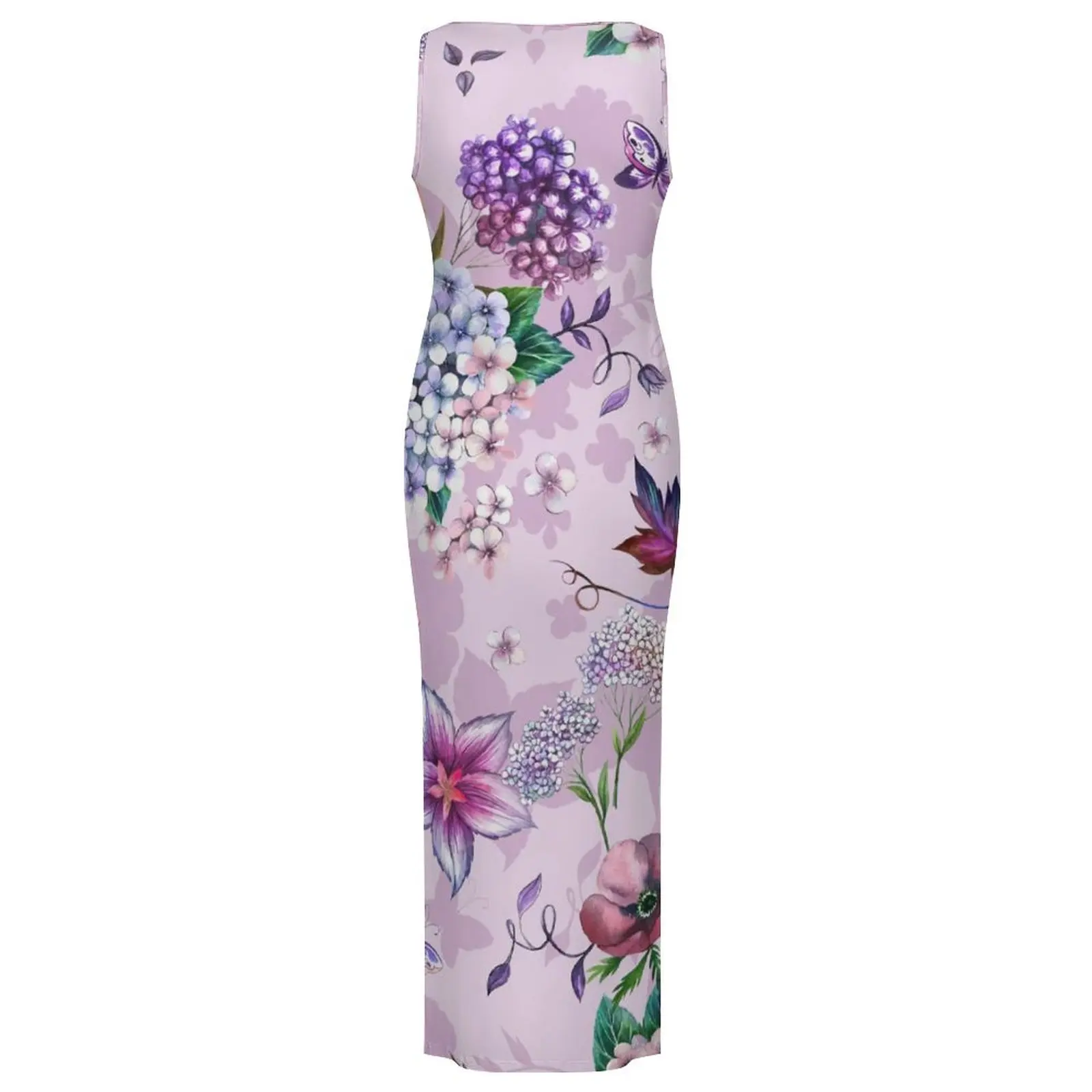 여자 Bodycon 드레스 우아한 바로크 꽃 프린트 맥시 드레스 봄 화려한 꽃 민소매 패션 그래픽 드레스 3XL 4XL