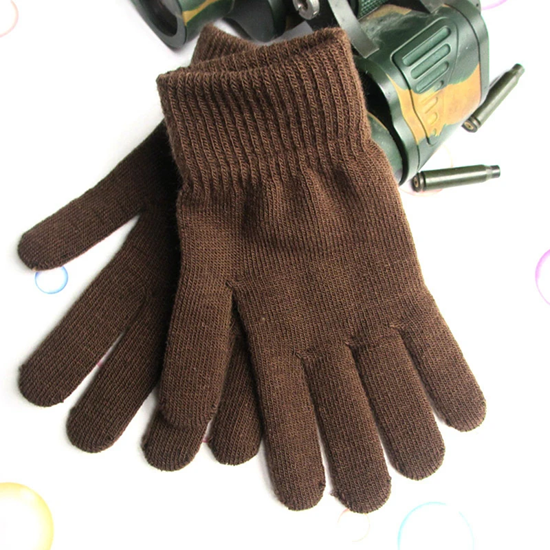 

Women Cashmere Knitted Gloves Autumn Winter Hand Warmer Thicken Lining Full Fingered Mittens Skiing Short Wrist Gloves Solid