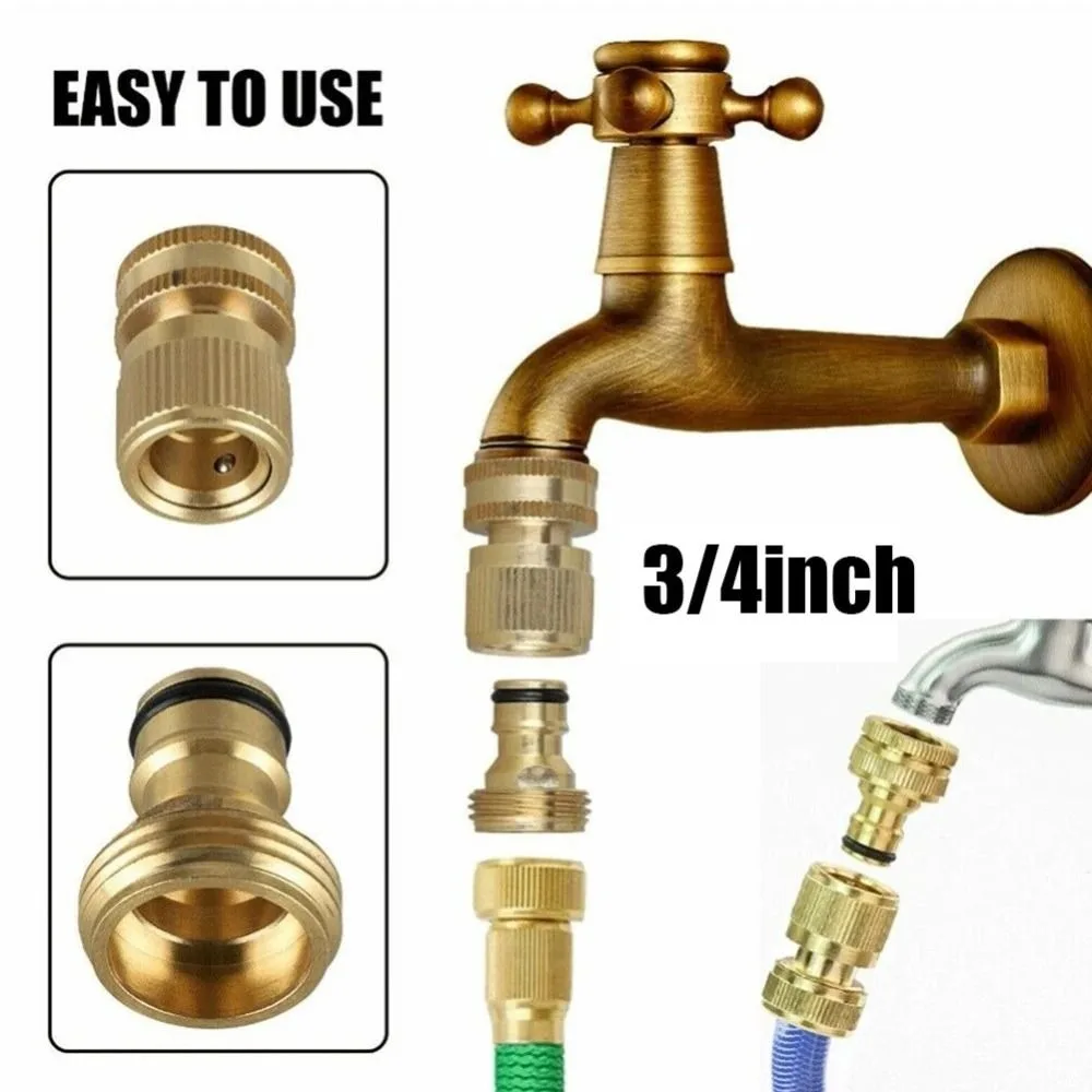 3/4 Inch Thread Quick Connector Brass US/EU Standard Brass Quick Connector Durable Female/MaleThread Garden Hose Connector