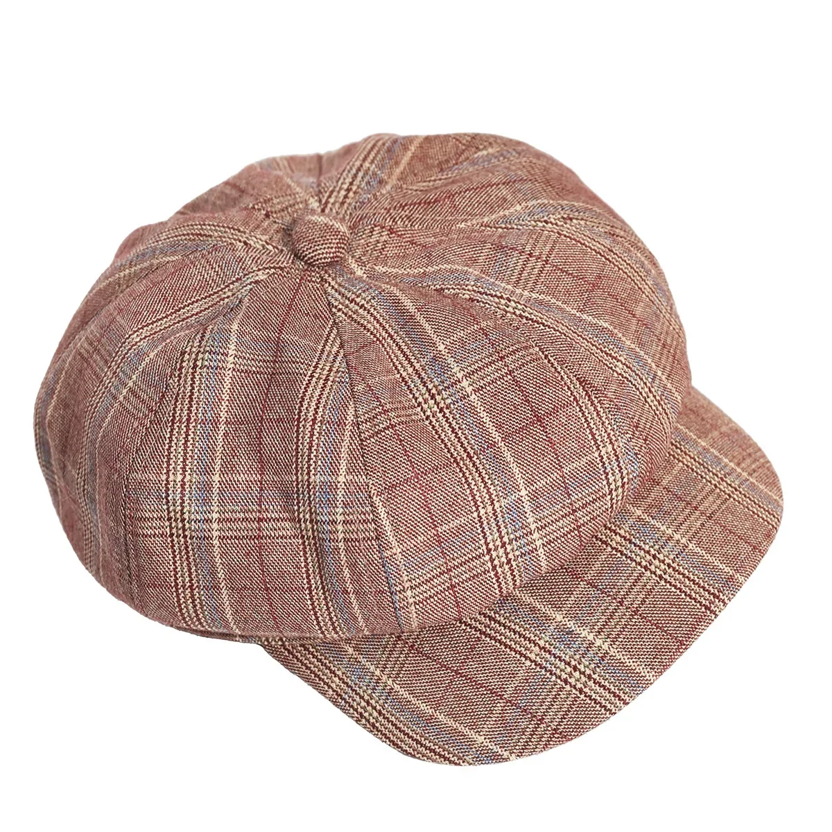 2023 Retro Plaid Splicing Beret Wool Octagonal Cap Warm Newsboy Cap Street Painter Hat Retro Forward Cap England Plaid Hat