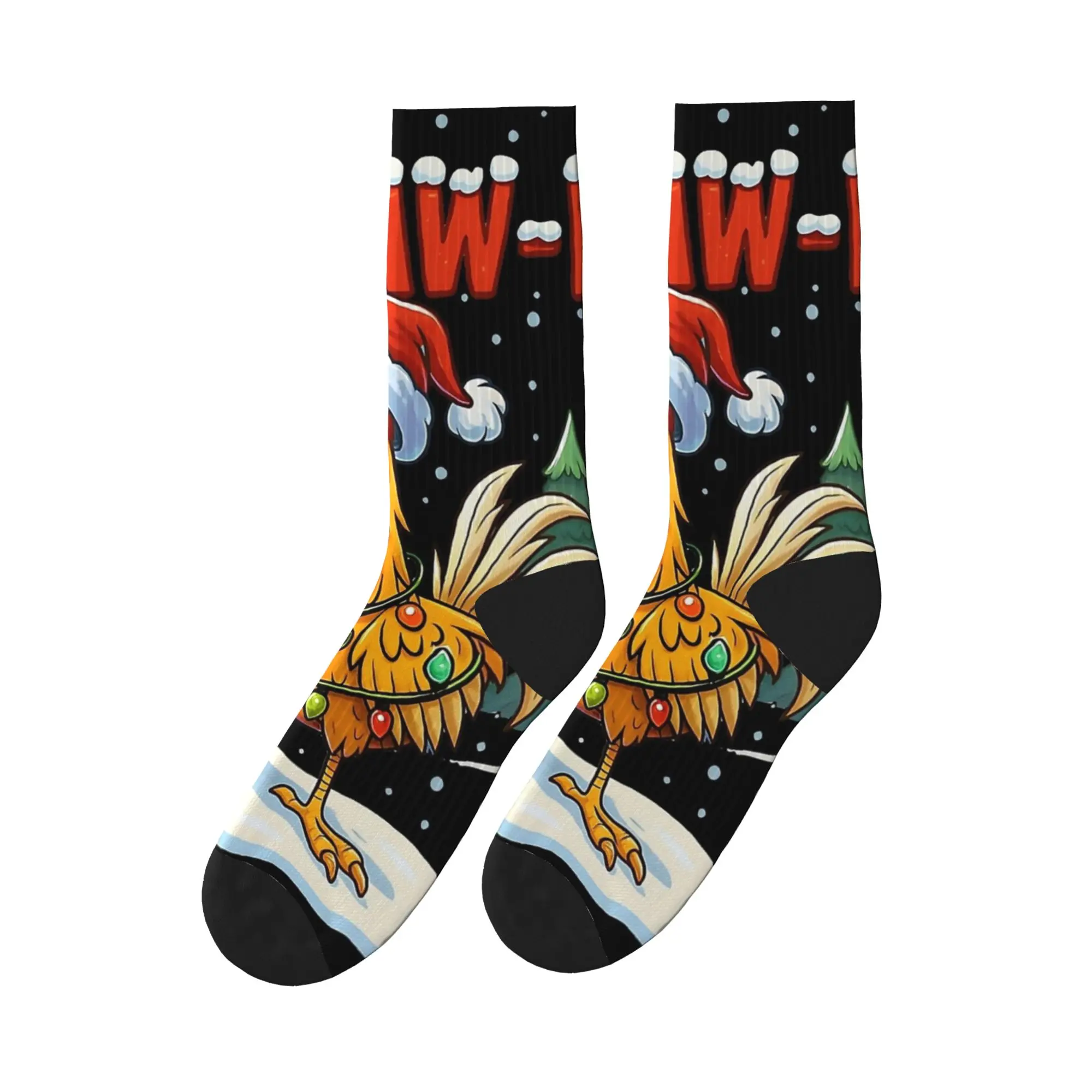 

F-Caw-F Chicken FCAWF Chicken Рождественский свет Санта-шляпа Носки с узором Чулки Нескользящие мужские носки Зимние ретро носки для скейтборда