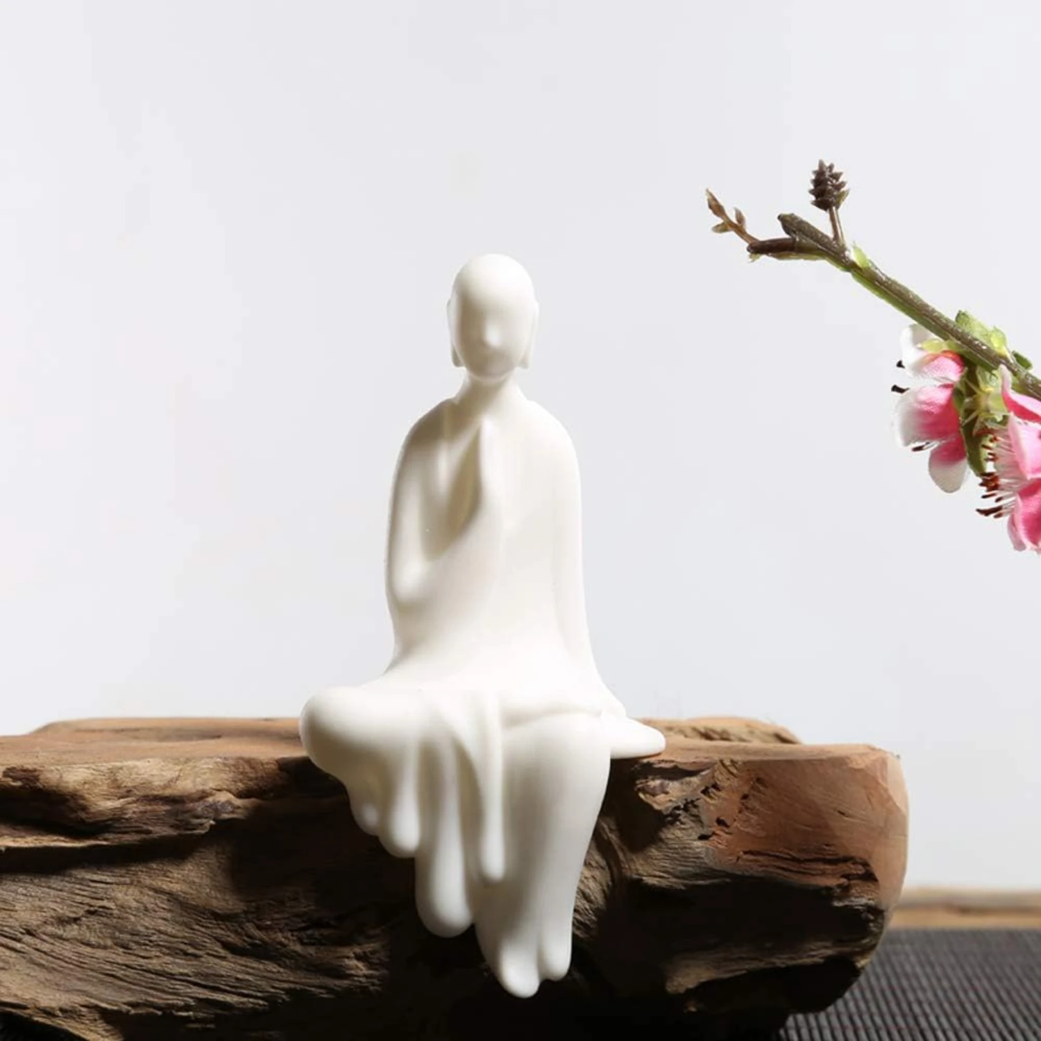 White Ceramic Little Monk  Handmade   Creative Gift ()