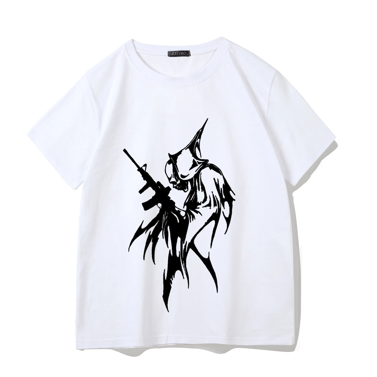 

Summer 2025 Street Fashion Retro T-shirt Gothic Zombie City Print Hand drawn Pattern Loose Casual Punk Top Y2k