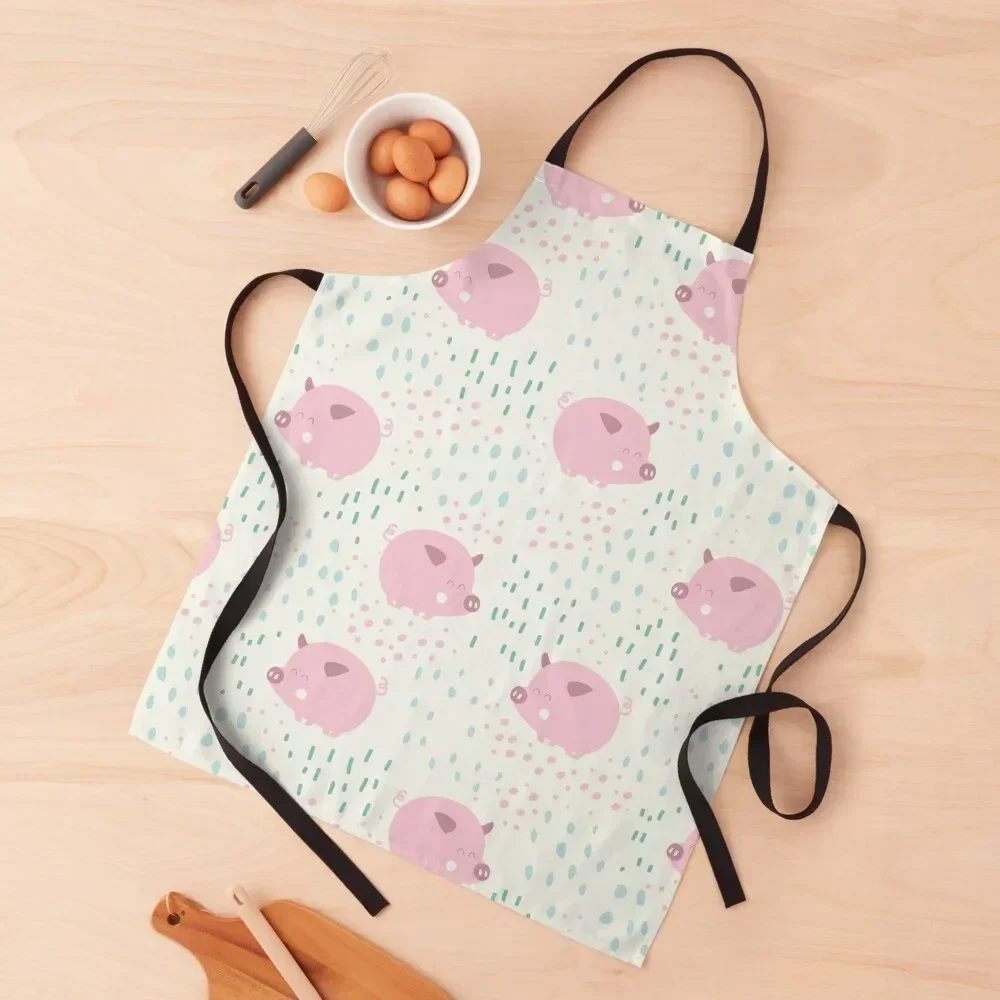 

Cute Pigs On Grass Apron for home useful pieces Cute Kitchen Accessories Custom Kitchen Women Apron