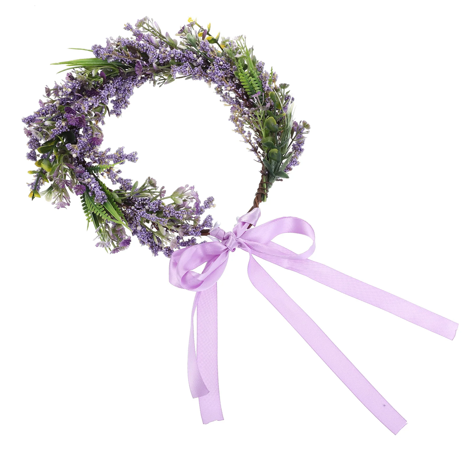 

1pc Imitation Lavender Floral Crown Handmade Flower Headband Lightweight For Wedding Party Prom Evening Bridal Floral
