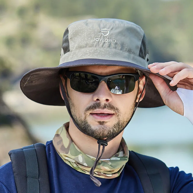 Men Women Outdoor Fisherman Hat Hiking Mountain Sun Protection Hat Summer Folding Bucket Hats Light Thin Big Brim Breathable Cap