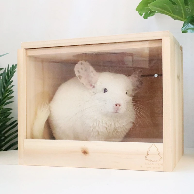 

Домик для ванны из шиншиллы с пейзажным дизайном, деревянный ящик для ванны с песком и защитой от брызг для белков, большая вентилируемая ванная комната