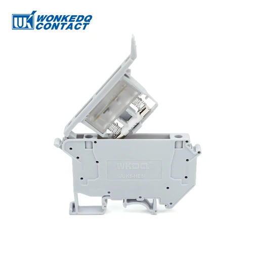 Imagen 2 del producto 10 Uds UK5-HESI tornillo bloque de terminales de carril Din portafusibles 5*25mm 24V/220V LED con palanca de desconexión conector eléctrico de cable