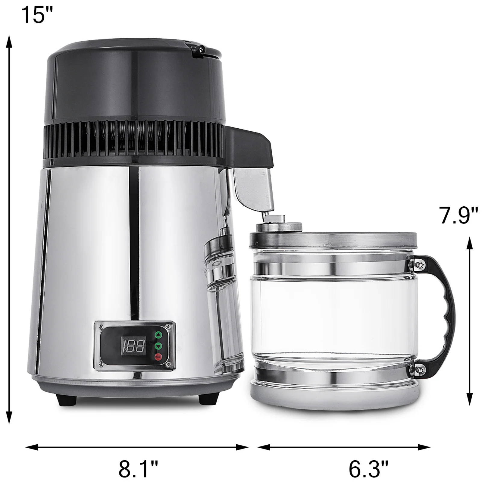 VEVOR 4L Alat Pembersih Penjernih Air Distilasi Distilasi Mesin Penyaring Distilasi Moonshine Kit Dispenser DIY untuk Peralatan Rumah Tangga