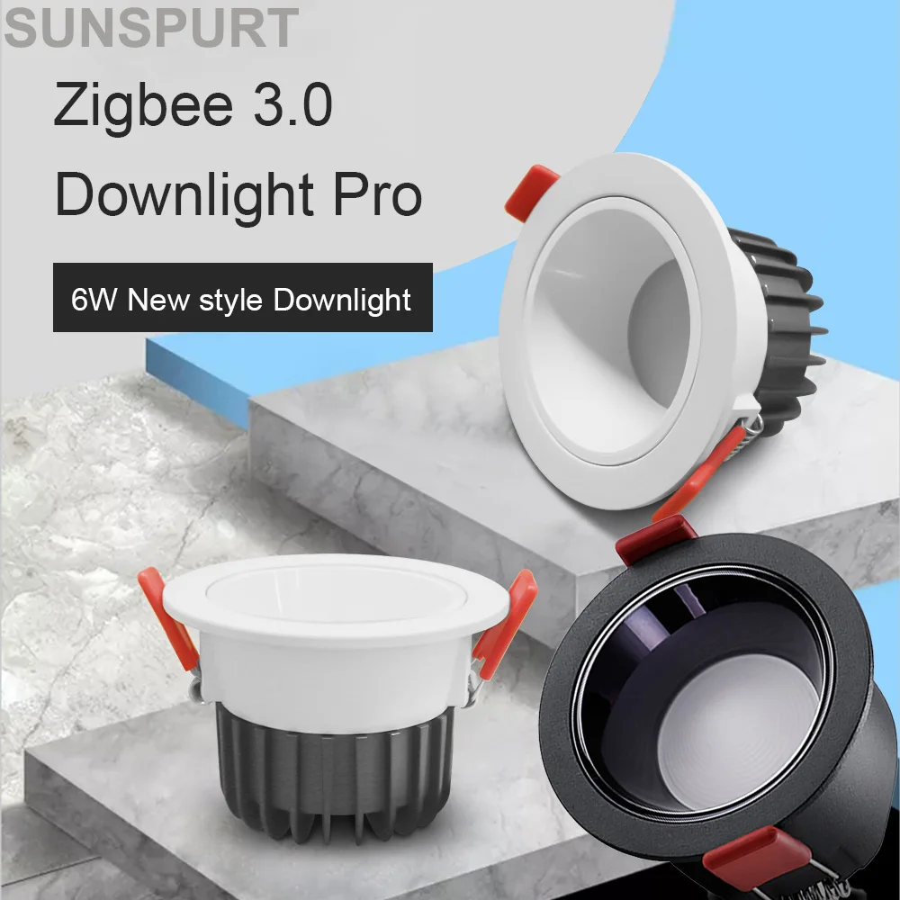 GLEDOPTO Zigbee 3.0 Smart Waterproof Ceiling Downlight Pro 6W 12W RGB/WW/CW Compatible with Hub Tuya APP RF Remote Voice Control
