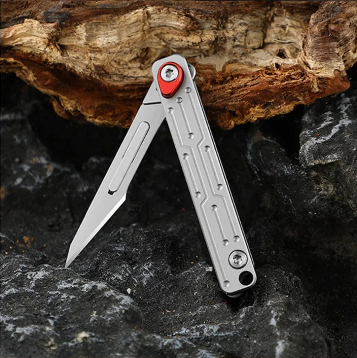 Imagem -05 - Folding Knife Keychain G10 Liga de Titânio Canivete Ferramenta de Auto-defesa Cirúrgica Lâmina Substituível Blad No.11 Aço Inoxidável