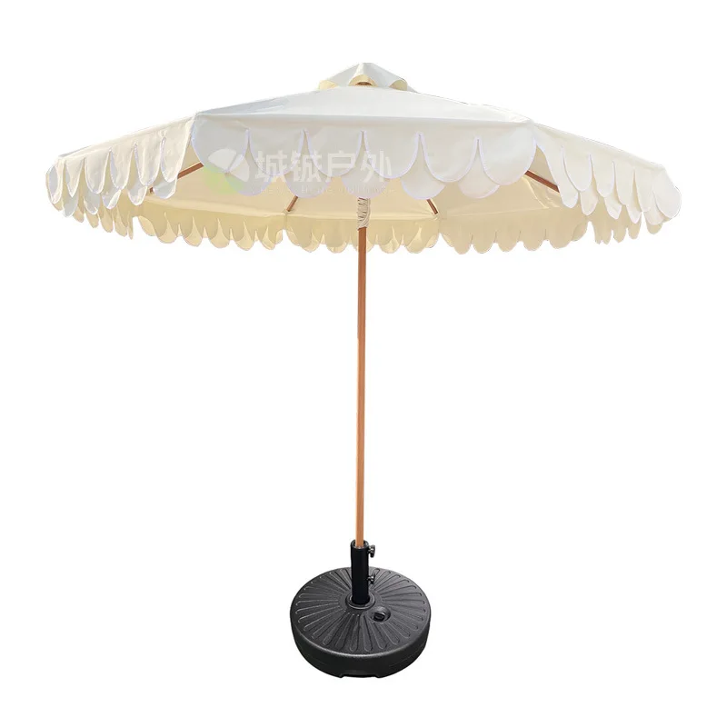 Spot second hair outdoor courtyard parasol park stall French wedding double layer wave market grass sun umbrella