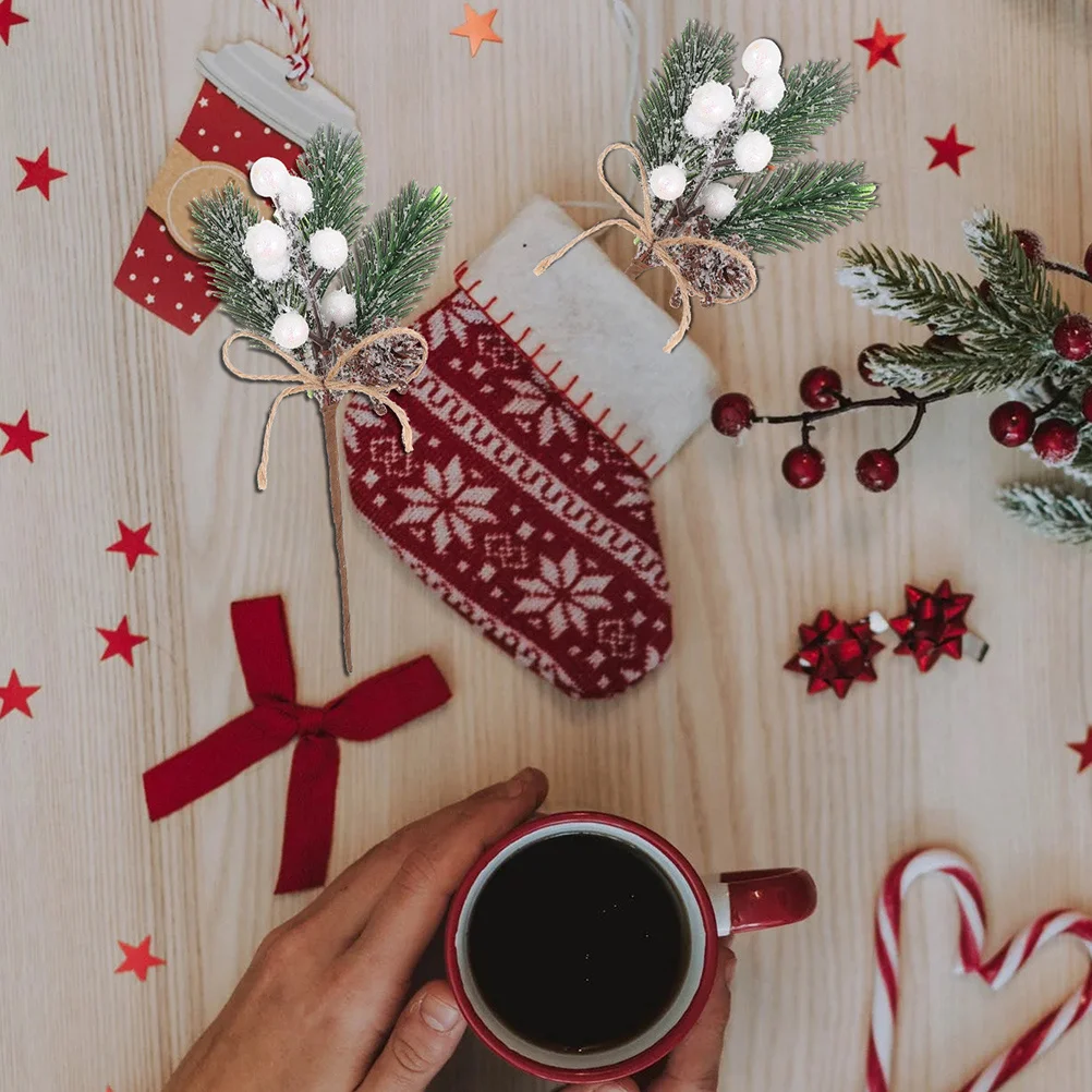 

12pcs Artificial Berry Branches Simulation Pine For Christmas Tree Wreath Diy Home Cafe Decoration Xmas Berry Decor Fake Pine