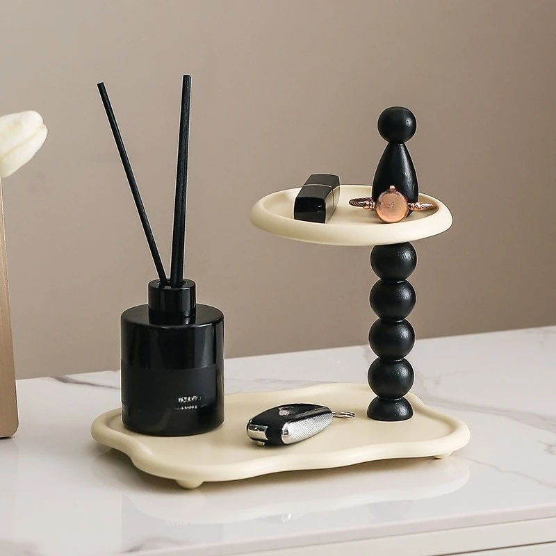 Entrance Table Decor Tray, Modern Minimalist, Double Layer, Luxury Style for Small Item Storage