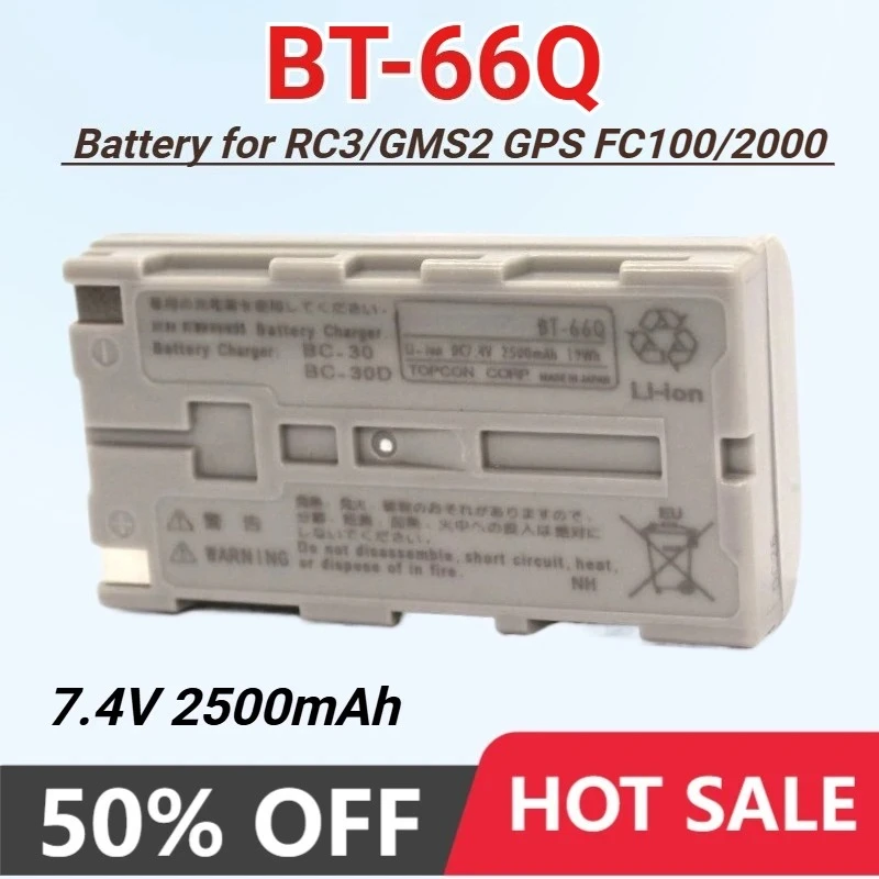 

Перезаряжаемая батарея BT-66Q емкостью 2500 мАч для Topcon RC3 GMS2 GPS FC100/2000, сменная батарея для тахеометра 7,4 В