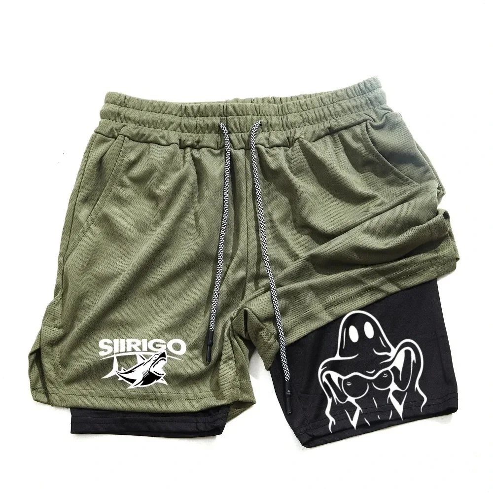

Men's summer slim fit quick drying breathable shorts 2-in-1 double-layer fitness summer slim fit quick drying breathable shorts