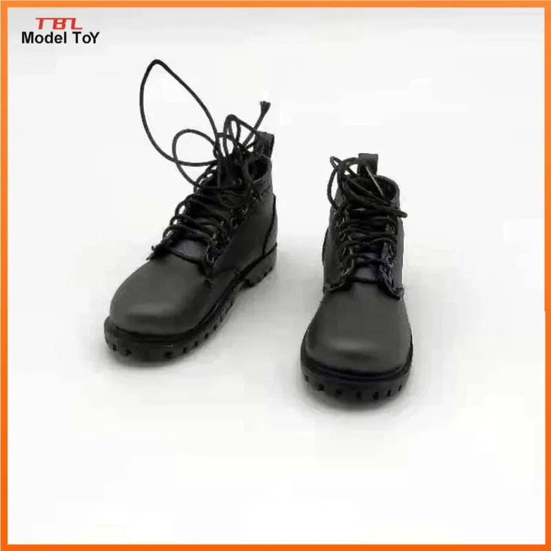 1/6 Scale Black Men's Leather Shoes Low Cut Lace Up Grooved Solid Boots Model for 12in Feet-Removable Action Figure Doll Toy